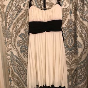 Cream and black dress with lace detail